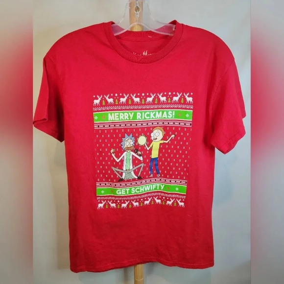 Merry Rickmas  Get Schwifty Red T-shirt Medium - Picture 3 of 6